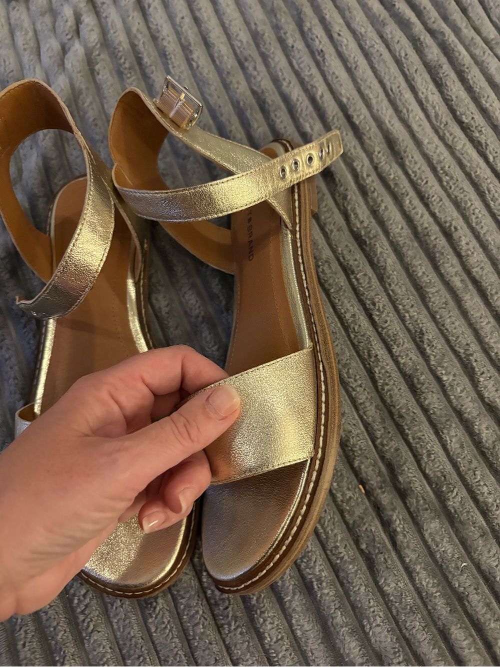 Lucky Brand Gold Ankle-Strap Sandals - Picture 3 of 8